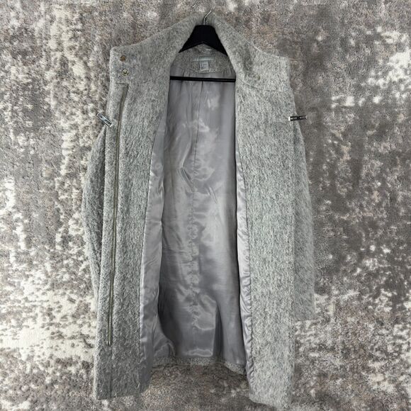 H&M Womens Size 6 Mock Neck Wool Blend Coat Grat Long Sleeve Outdoor Winter Zip - Picture 3 of 9